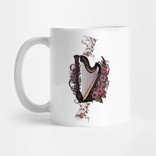 Wonderful harp with colorful flowers. Mug